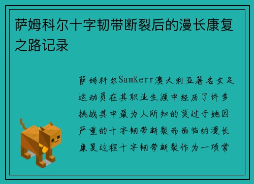 萨姆科尔十字韧带断裂后的漫长康复之路记录